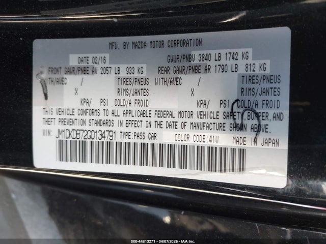 44813271 :رقم المزاد ، JM1DKDB72G0134791 vin ، 2016 Mazda Cx-3 Sport مزاد بيع