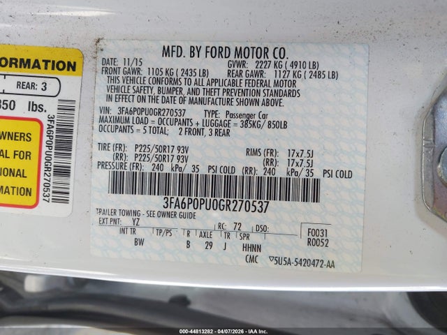 Ford Fusion Energi Se Luxury 2016 3FA6P0PU0GR270537 Image 9
