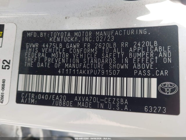 4T1T11AKXPU791507 Toyota CAMRY SE