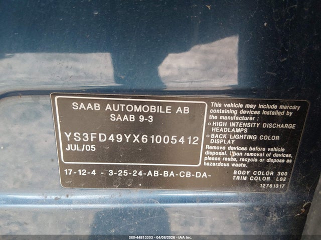 2006 SAAB 9-3 YS3FD49YX61005412 Photo 8