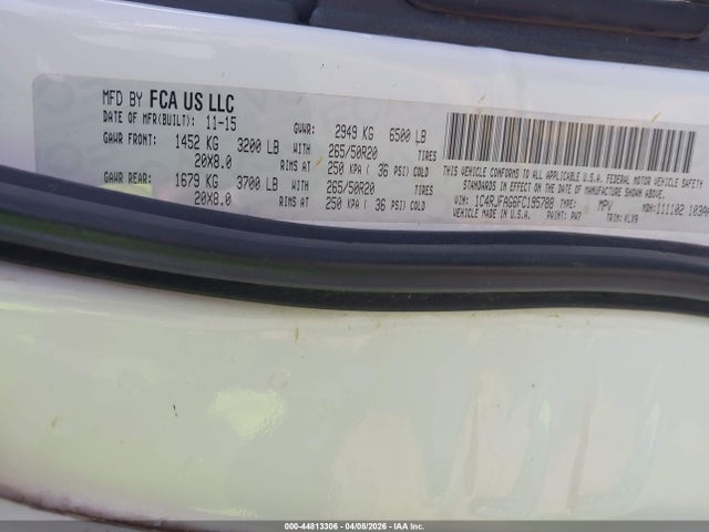 Продаж на аукціоні авто 2015 Jeep Grand Cherokee Altitude, vin: 1C4RJFAG6FC195788, номер лоту: 44813306