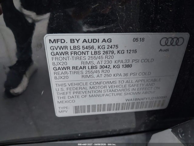 Продаж на аукціоні авто 2018 Audi Q5 2.0t Premium, vin: WA1BNAFY1J2192090, номер лоту: 44813327