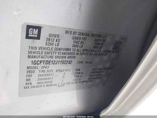 1GCPTDE12J1192242 Chevrolet Colorado Z71