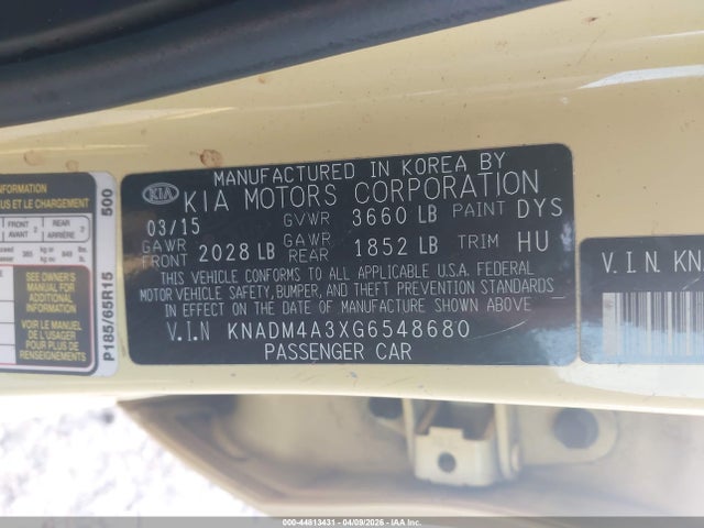 Aukcja sprzedaży 2016 Kia Rio Lx, vin: KNADM4A3XG6548680, numer aukcji: 44813431