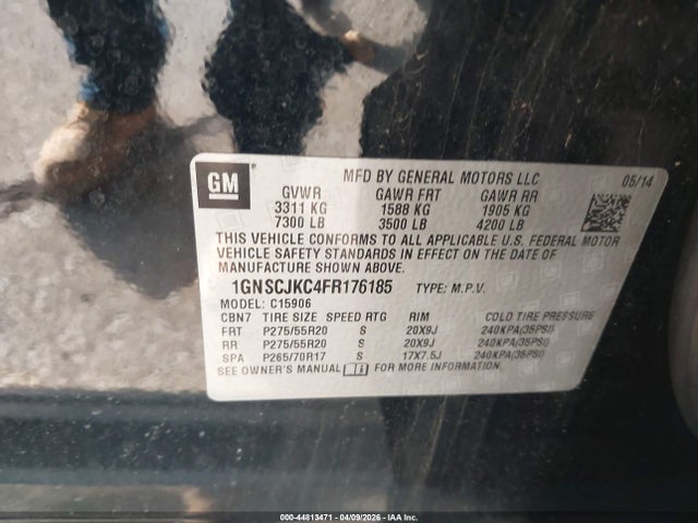 Chevrolet Suburban 1500 Lt 2015 1GNSCJKC4FR176185 Image 9