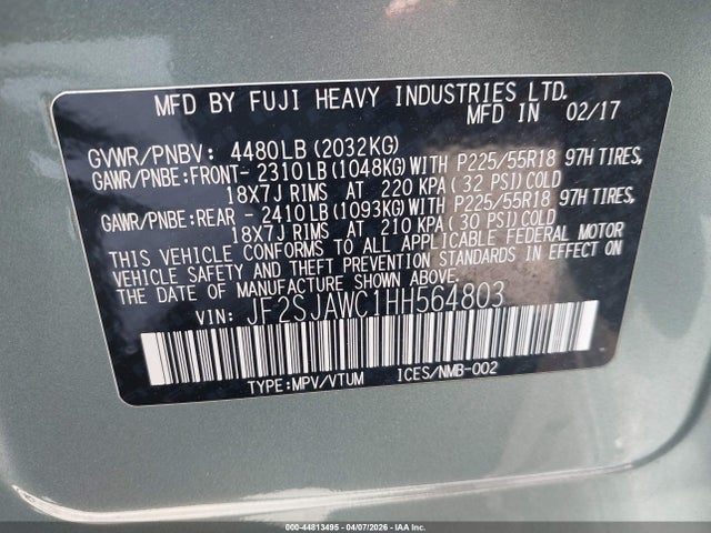 2017 SUBARU FORESTER JF2SJAWC1HH564803 Photo 8