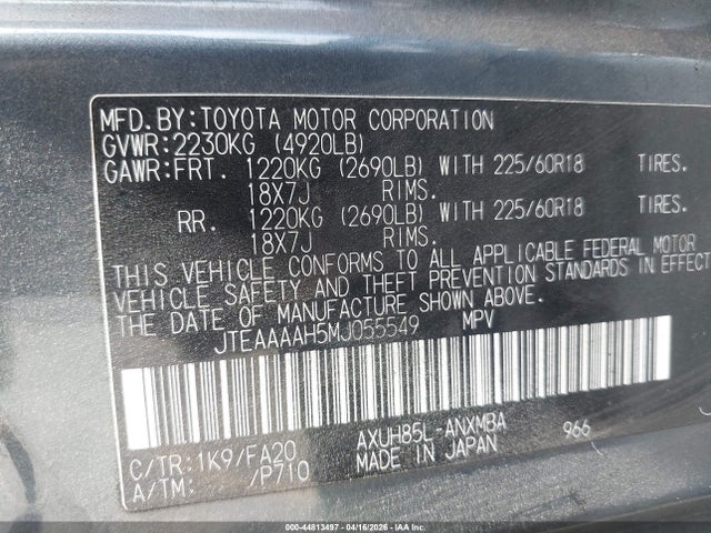 Toyota VENZA LE 2021 JTEAAAAH5MJ055549 Image 9