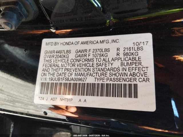 Aukcja sprzedaży 2018 Acura Tlx Tech Pkg, vin: 19UUB1F58JA009627, numer aukcji: 44813506