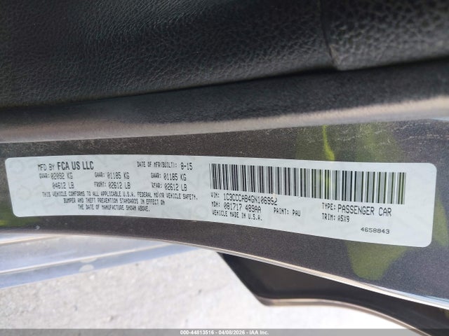 44813516 :رقم المزاد ، 1C3CCCAB4GN106992 vin ، 2016 Chrysler 200 Limited مزاد بيع