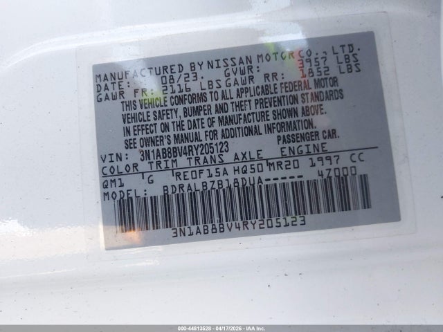 44813528 :رقم المزاد ، 3N1AB8BV4RY205123 vin ، 2024 Nissan Sentra S Xtronic Cvt مزاد بيع