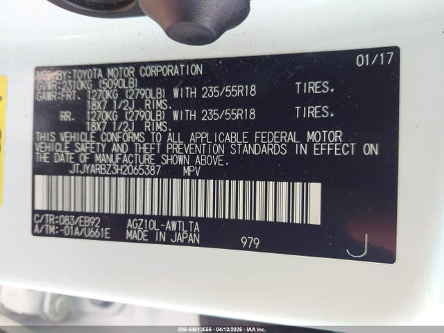 Aukcja sprzedaży 2017 Lexus Nx 200t F Sport, vin: JTJYARBZ3H2065387, numer aukcji: 44813556