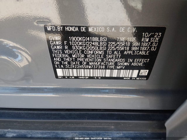 2024 HONDA HR-V 3CZRZ2H55RM737398 Photo 8