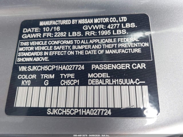 SJKCH5CP1HA027724 Infiniti Qx30 Premium