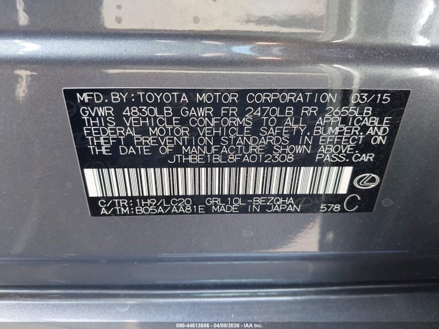 2015 LEXUS GS 350 JTHBE1BL8FA012308 Photo 8