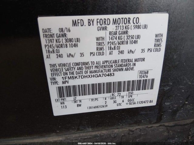 Ford EXPLORER XLT 2017 1FM5K7DHXHGA70483 Image 9