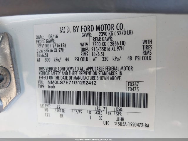 NM0LS7E71G1292412 Ford Transit Connect Xl