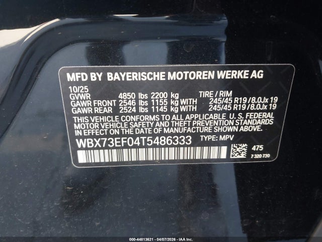 Aukcja sprzedaży 2026 Bmw X1 Xdrive28i, vin: WBX73EF04T5486333, numer aukcji: 44813621