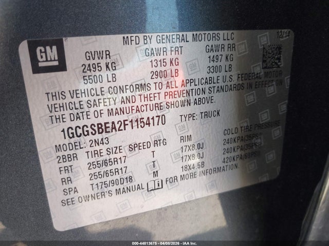Chevrolet Colorado Lt 2015 1GCGSBEA2F1154170 Image 9