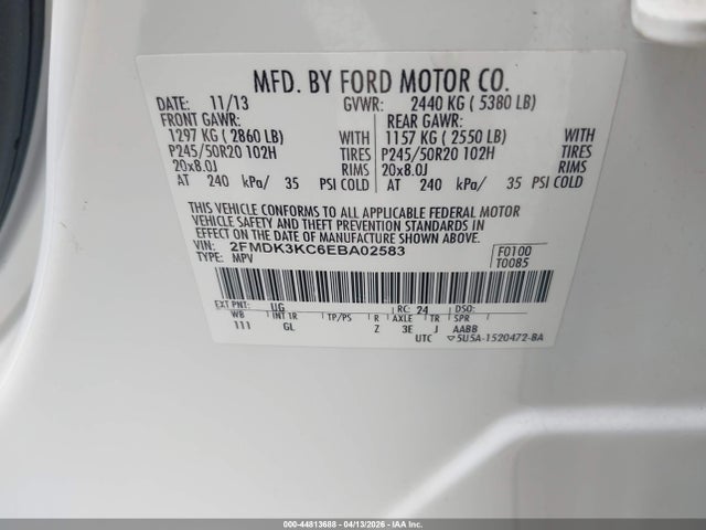 Ford Edge Limited 2014 2FMDK3KC6EBA02583 Image 9