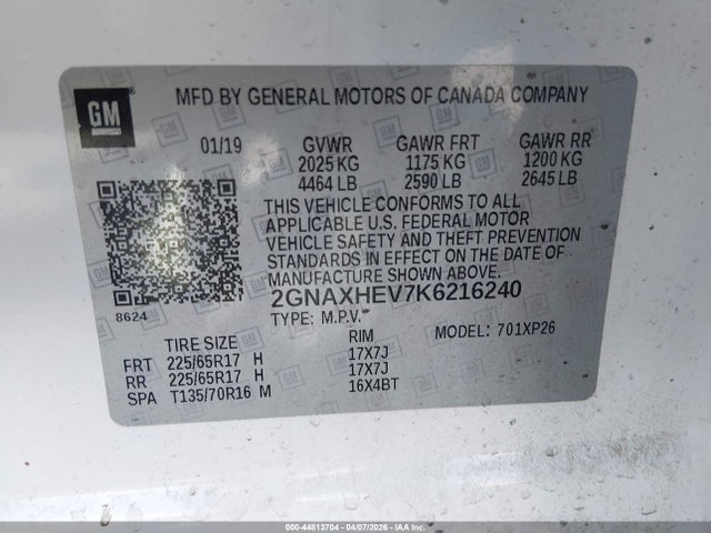 Chevrolet EQUINOX LS 2019 2GNAXHEV7K6216240 Image 9