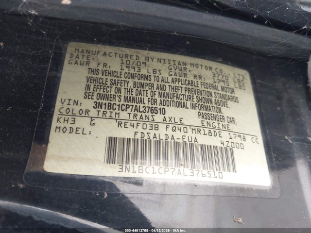2010 NISSAN VERSA 3N1BC1CP7AL376510 Photo 8