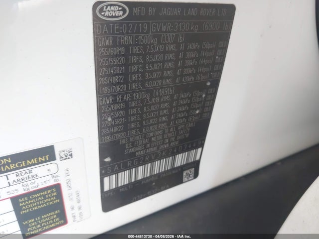 Aukcja sprzedaży 2019 Land Rover Discovery Se, vin: SALRG2RV3K2403449, numer aukcji: 44813730