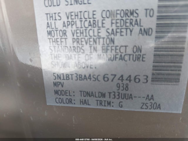 44813760 :رقم المزاد ، 5N1BT3BA4SC674463 vin ، 2025 Nissan Rogue Sv Fwd مزاد بيع