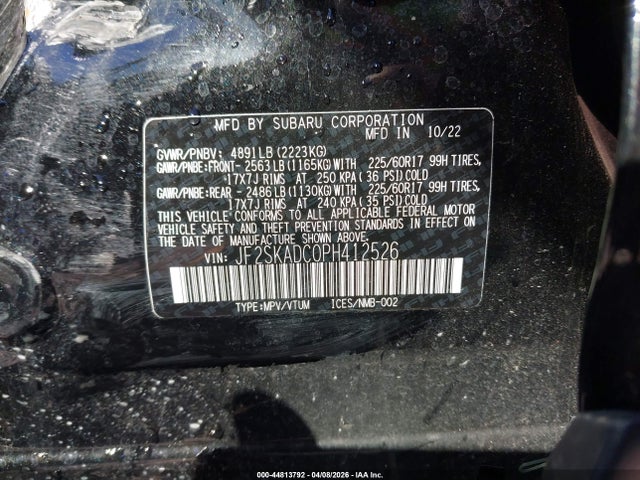 Aukcja sprzedaży 2023 Subaru Forester Premium, vin: JF2SKADC0PH412526, numer aukcji: 44813792