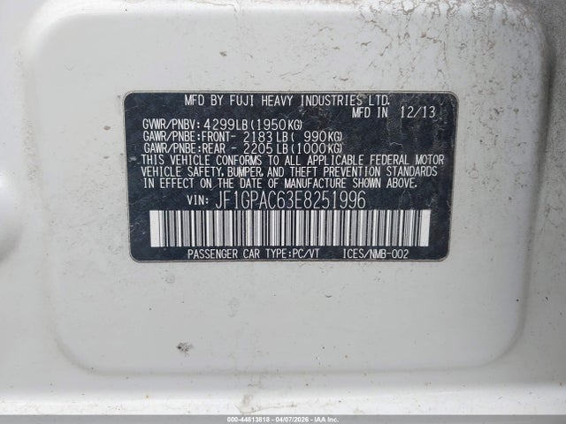 Продажа на аукционе авто 2014 Subaru Impreza 2.0i Premium, vin: JF1GPAC63E8251996, номер лота: 44813818