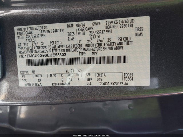 2014 FORD ESCAPE 1FMCU0G98EUE53302 Photo 8
