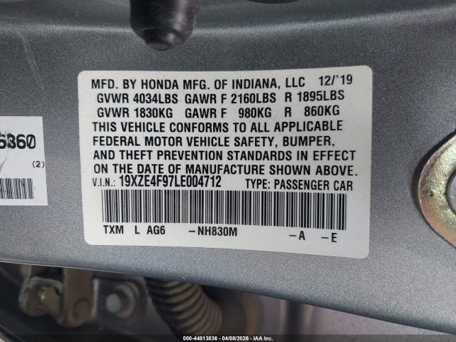 Продажа на аукционе авто 2020 Honda Insight Touring, vin: 19XZE4F97LE004712, номер лота: 44813836