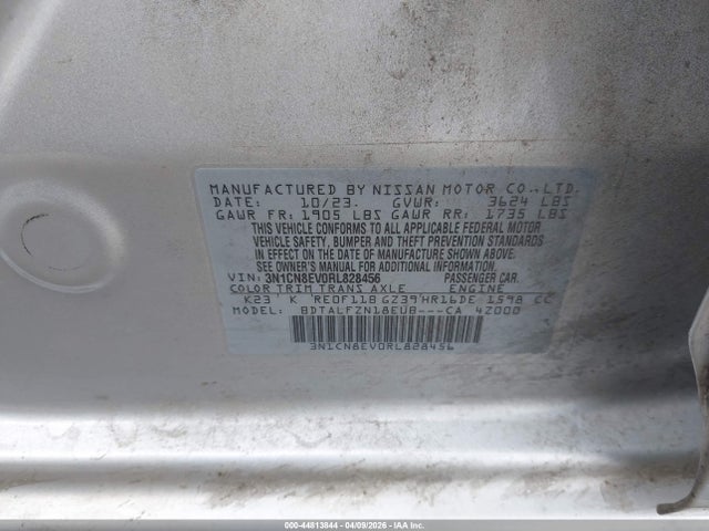 44813844 :رقم المزاد ، 3N1CN8EV0RL828456 vin ، 2024 Nissan Versa 1.6 Sv مزاد بيع