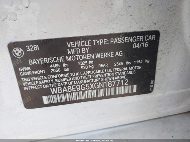 2016 BMW 328I WBA8E9G5XGNT87712 Photo 8