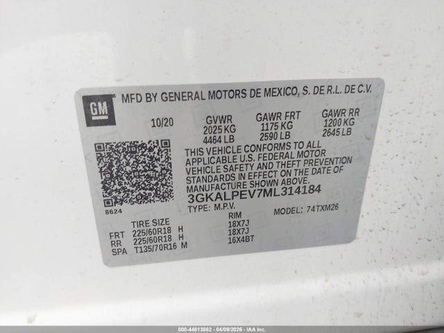 44813862 :رقم المزاد ، 3GKALPEV7ML314184 vin ، 2021 Gmc Terrain Fwd Slt مزاد بيع
