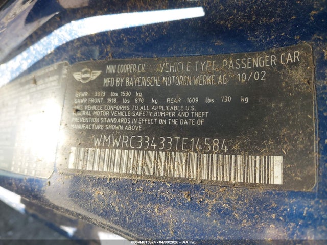 2003 MINI COOPER WMWRC33433TE14584 Photo 8