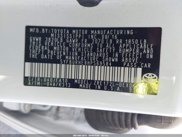 Toyota COROLLA L 2017 5YFBURHE8HP569584 Image 9