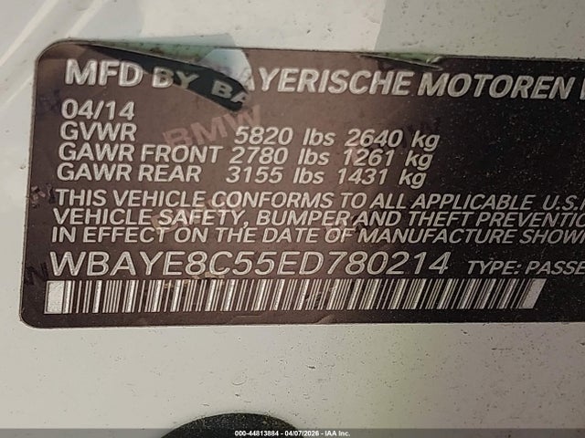 Продаж на аукціоні авто 2014 Bmw Alpina B7, vin: WBAYE8C55ED780214, номер лоту: 44813884