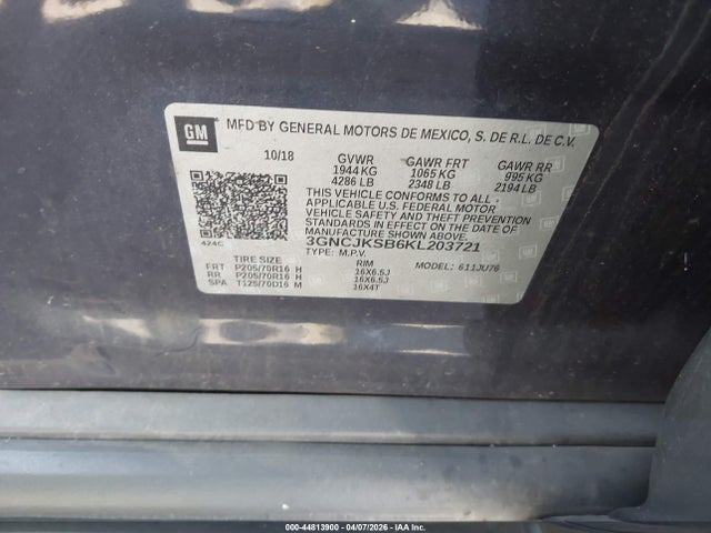 3GNCJKSB6KL203721 Chevrolet TRAX LS