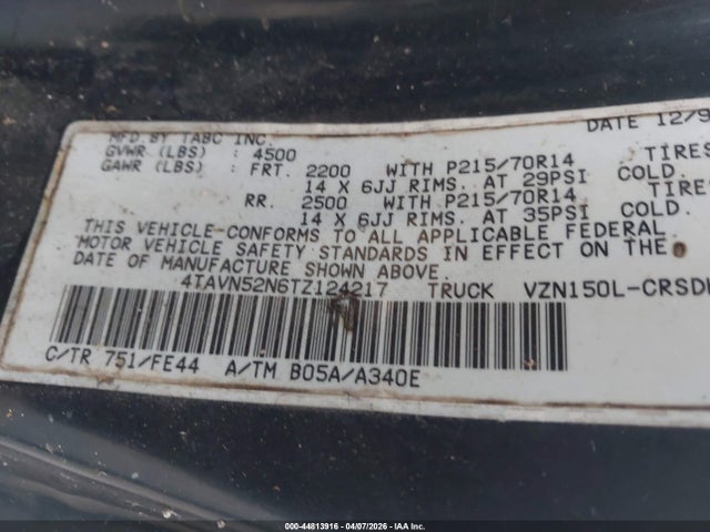 1996 TOYOTA TACOMA 4TAVN52N6TZ124217 Photo 8