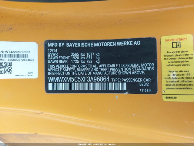 2015 MINI HARDTOP WMWXM5C5XF3A96864 Photo 8