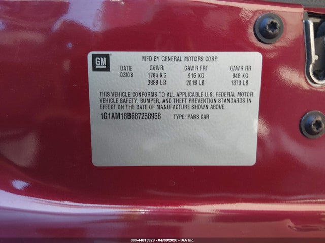 2008 CHEVROLET COBALT 1G1AM18B687258958 Photo 8