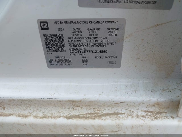 Aukcja sprzedaży 2024 Chevrolet Silverado 2500hd, vin: 2GC4YLE77R1214860, numer aukcji: 44813932