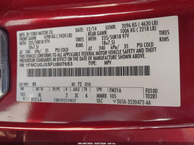 1FMCU0JX5FUB07653 Ford Escape Titanium