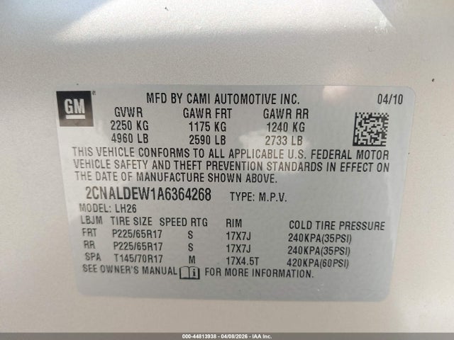 2010 CHEVROLET EQUINOX 2CNALDEW1A6364268 Photo 8