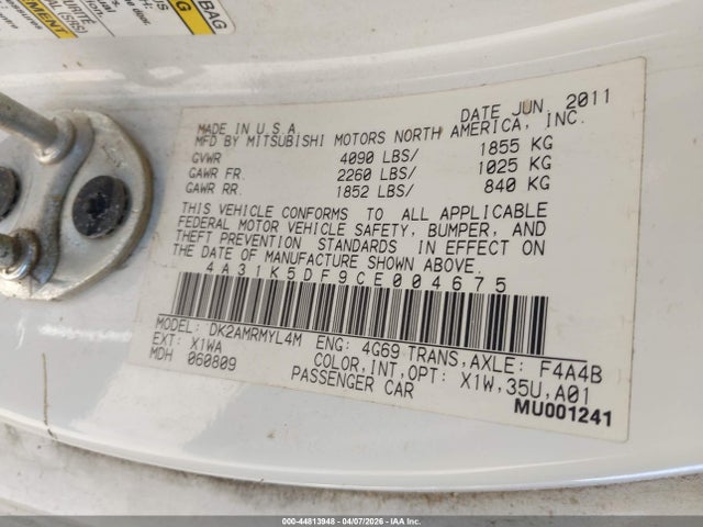 2012 MITSUBISHI ECLIPSE 4A31K5DF9CE004675 Photo 8