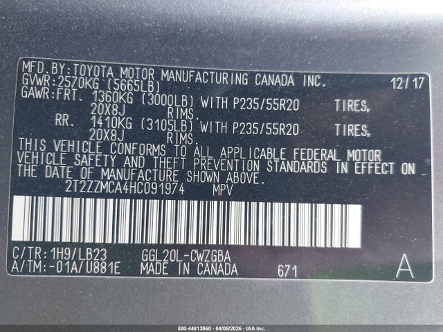 Продажа на аукционе авто 2017 Lexus Rx 350, vin: 2T2ZZMCA4HC091974, номер лота: 44813960