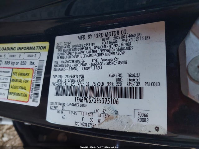 Ford FUSION S 2014 1FA6P0G73E5395106 Image 9