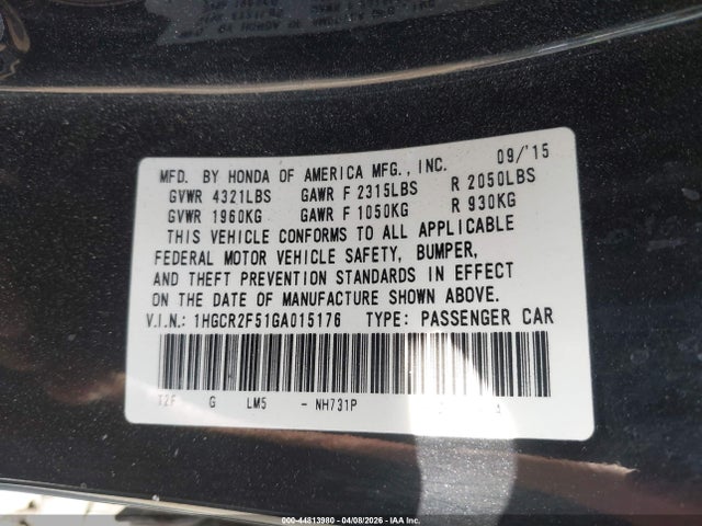 1HGCR2F51GA015176 Honda Accord Sport