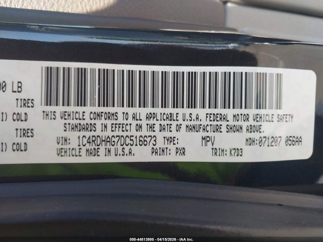 2013 Dodge Durango Sxt მანქანა იყიდება აუქციონზე, vin: 1C4RDHAG7DC516673, აუქციონის ნომერი: 44813995