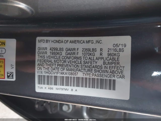 1HGCV1F14KA108057 Honda ACCORD LX